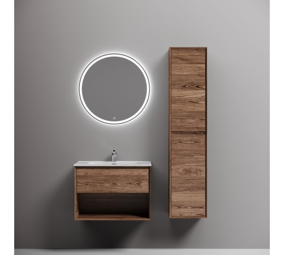 Подвесная тумба Sancos Marmi 1.0 690x445x520 c одним ящиком оснащенным доводчиками скрытого монтажа и открытой нишей, дуб чарльстон, арт. MR1.070ECH