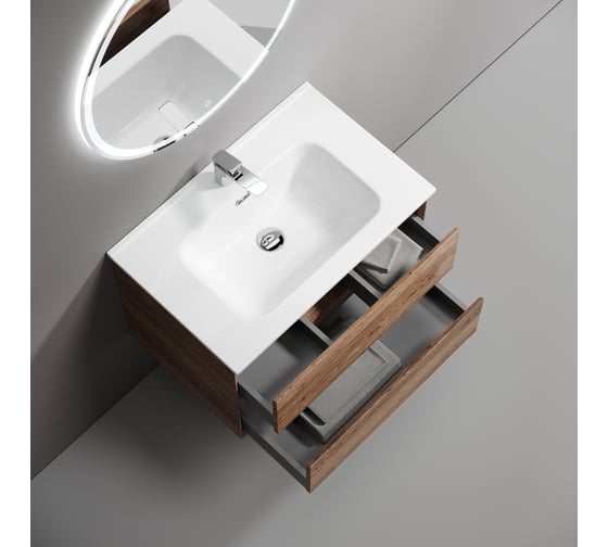 Подвесная тумба Sancos Marmi 2.0 690x445x520 с двумя ящиками оснащенными доводчиками скрытого монтажа, дуб чарльстон, арт. MR2.070ECH