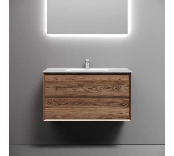 Подвесная тумба Sancos Marmi 2.0 890x445x520 с двумя ящиками оснащенными доводчиками скрытого монтажа, дуб чарльстон, арт. MR2.090ECH
