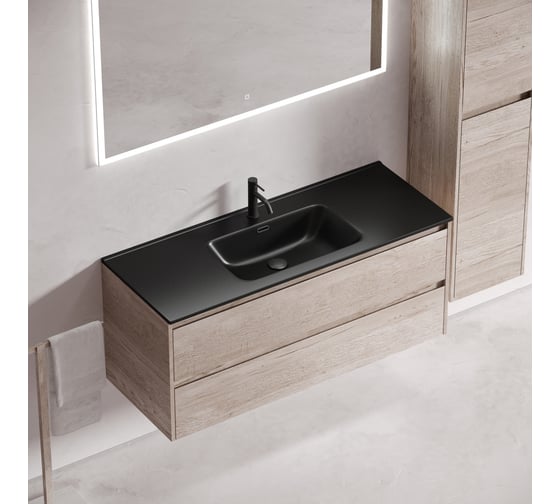 Подвесная тумба Sancos Libra 1190x450x500, c двумя ящиками оснащенными доводчиками, дуб галифакс натуральный, арт. LB120-1EG