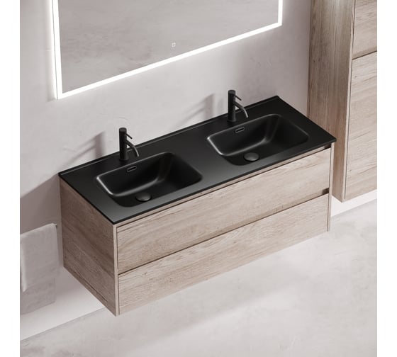Подвесная тумба Sancos Libra 1190x450x500, c двумя ящиками оснащенными доводчиками, дуб галифакс натуральный, арт. LB120-2EG