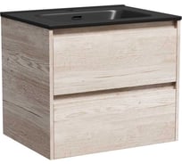 Подвесная тумба Sancos Libra 590x450x500, c двумя ящиками оснащенными доводчиками, дуб галифакс натуральный, арт. LB60EG