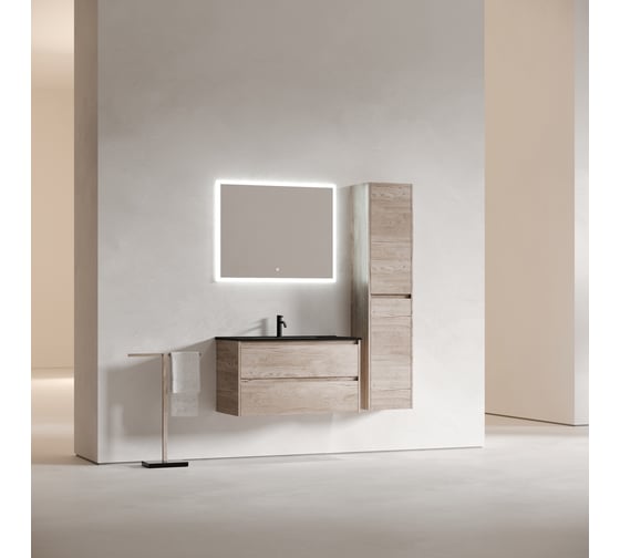 Подвесная тумба Sancos Libra 890x450x500, c двумя ящиками оснащенными доводчиками, дуб галифакс натуральный, арт. LB90EG