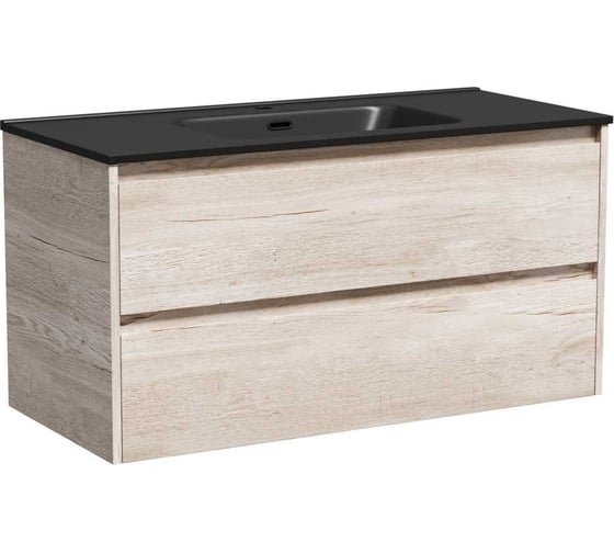 Подвесная тумба Sancos Libra 990x450x500, c двумя ящиками оснащенными доводчиками, дуб галифакс натуральный, арт. LB100EG 1