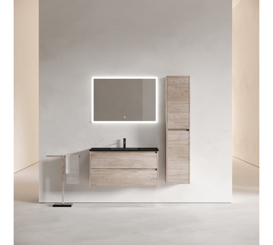 Подвесная тумба Sancos Libra 990x450x500, c двумя ящиками оснащенными доводчиками, дуб галифакс натуральный, арт. LB100EG