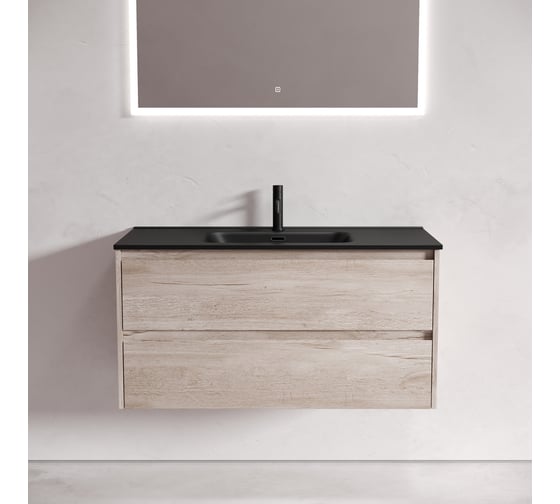 Подвесная тумба Sancos Libra 990x450x500, c двумя ящиками оснащенными доводчиками, дуб галифакс натуральный, арт. LB100EG
