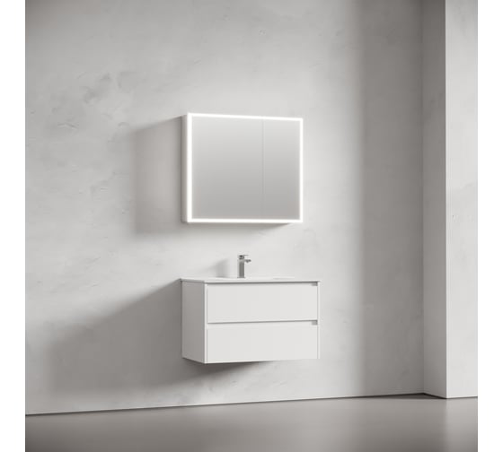 Зеркальный шкаф для ванной комнаты Sancos из алюминия Evoke 800x700x136 мм с LED подсветкой арт. SC8080
