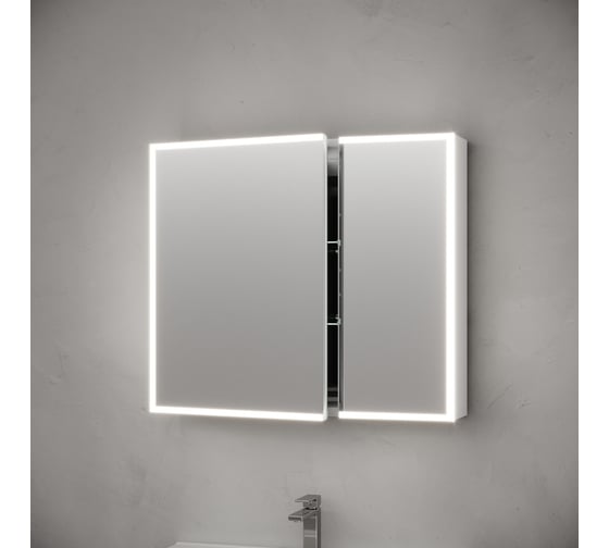 Зеркальный шкаф для ванной комнаты Sancos из алюминия Evoke 800x700x136 мм с LED подсветкой арт. SC8080