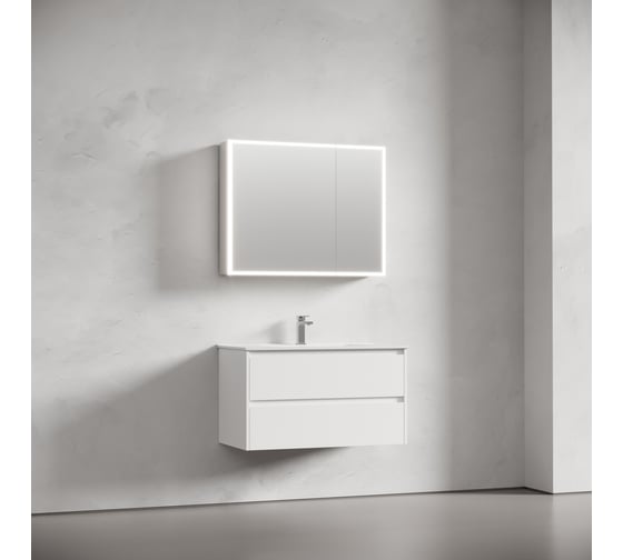 Зеркальный шкаф для ванной комнаты Sancos из алюминия Evoke 900x700x136 мм с LED подсветкой, арт. SC8090