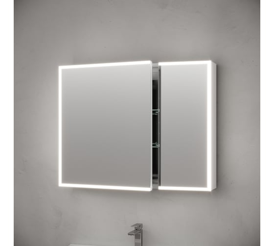 Зеркальный шкаф для ванной комнаты Sancos из алюминия Evoke 900x700x136 мм с LED подсветкой, арт. SC8090