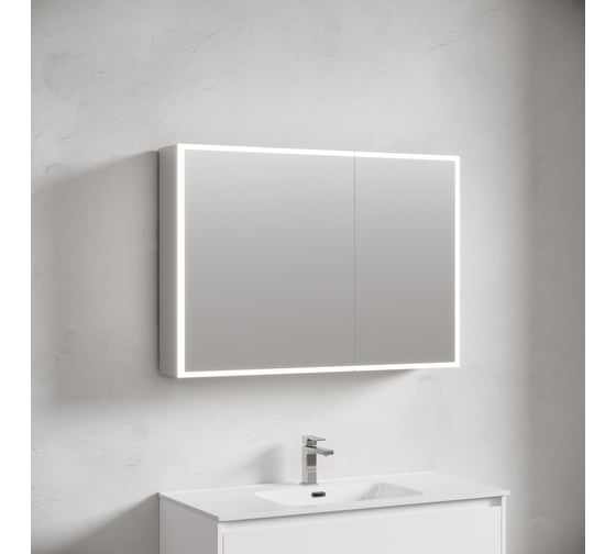 Зеркальный шкаф для ванной комнаты Sancos из алюминия Evoke 1000x700x136 мм с LED подсветкой, арт. SC80100