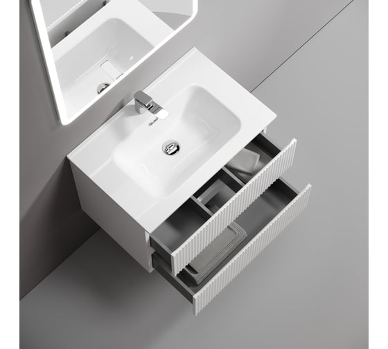 Тумба подвесная Sancos Snob R 690x445x500, 2 ящика с доводчиками, Bianco, SNR70W