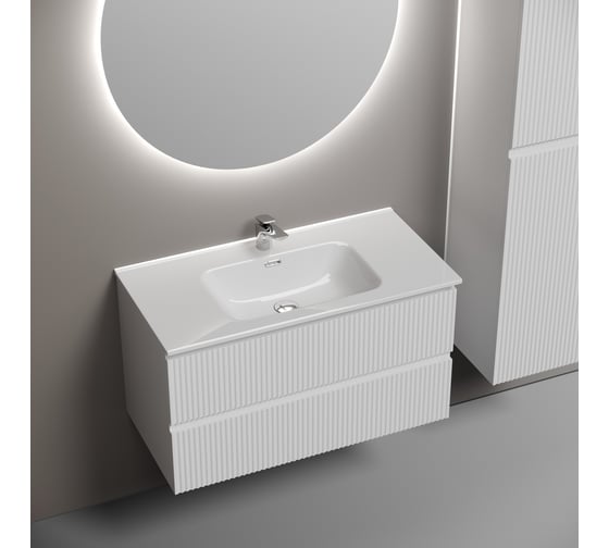 Тумба подвесная Sancos Snob R 890x445x500, 2 ящика с доводчиками, Bianco, SNR90W