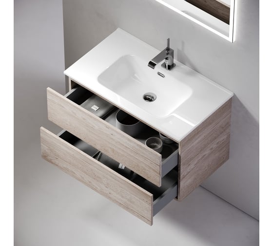 Тумба подвесная Sancos Urban 690x450x550, 2 ящика с доводчиками, дуб галифакс натуральный UR70EG