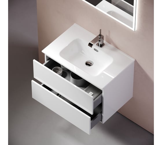 Тумба подвесная Sancos Urban 690x450x550, 2 ящика с доводчиками, белый глянец, UR70W