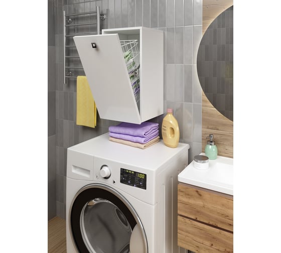 Шкаф SANTREK HOME 1 корзина, белый глянец, 300х557х300 мм 322170 1