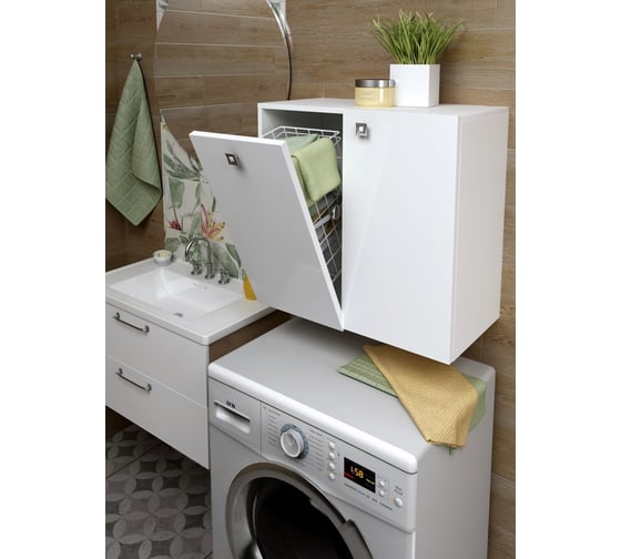 Шкаф SANTREK ШК HOME 1 дверь, 1 корзина, белый глянец, правый, 590х557х300 мм 322166