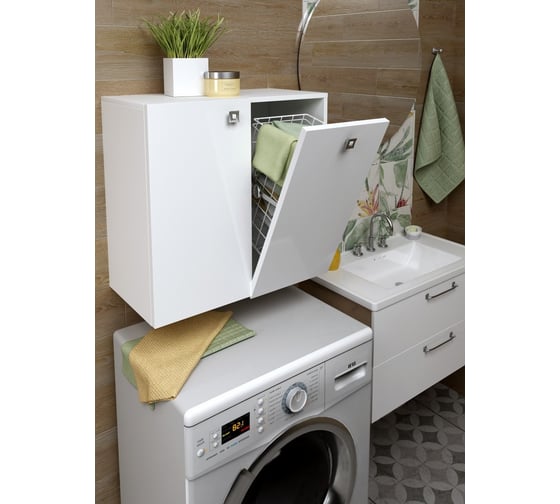 Шкаф SANTREK ШК HOME 1 дверь, 1 корзина, белый глянец, левый, 590х557х300 мм 322165 1