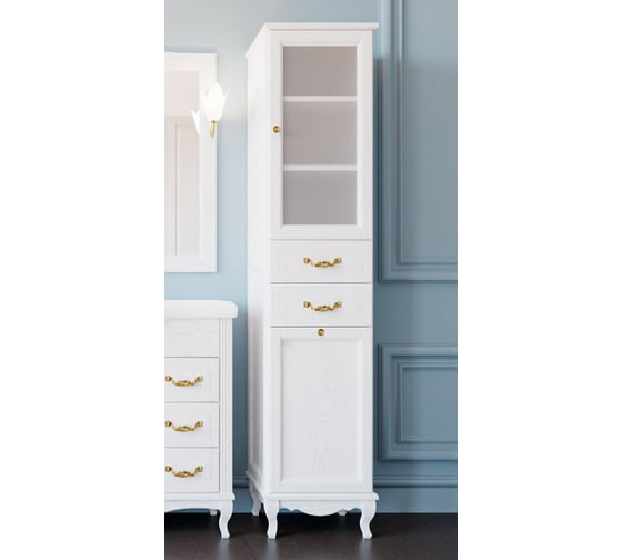 Колонна ValenHouse ЭЛЛИНА-400R, белый, корзина, ясень, ручки золото, E40_КБRКЗ