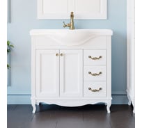 Тумба напольная ValenHouse ЭЛЛИНА-80,Ясень,Белый,ручки бронза, E80_ТББ