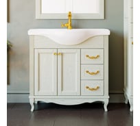 Тумба напольная ValenHouse ЭЛЛИНА-80, ясень, слоновая кость, ручки золото, E80_ТСЗ