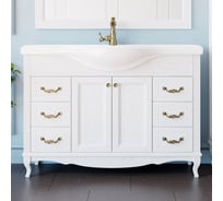 Напольная тумба ЭЛЛИНА-120 ясень, белый, ручки бронза E120_ТББ