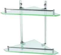 Полка для ванной Aquanet 8024 стеклянная, 2-яруса, угловая, хром 00264918