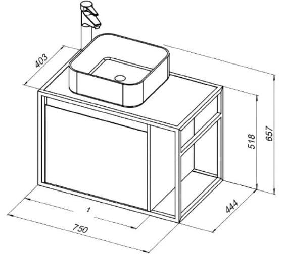 Тумба Aquanet Nova Lite LOFT 75 L цвет дуб рошелье 00261654