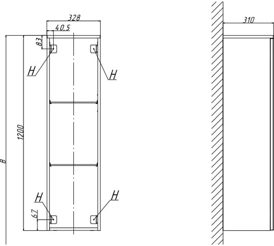 Подвесной пенал Velvex Unit 120, зеркало внутреннее, белый лед PpUNI.120.ZV-223
