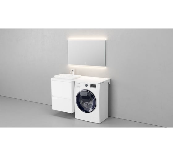 Столешница Velvex Klaufs 120х60 без выреза, тумба слева, МДФ-HPL, белая StKLA.120.60.TL.MH216.616