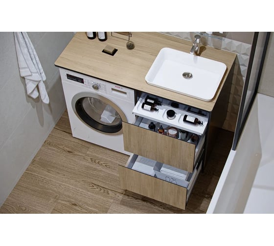 Столешница Velvex Klaufs 120х60 без выреза, тумба справа, МДФ-HPL StKLA.120.60.TP.MH217.617