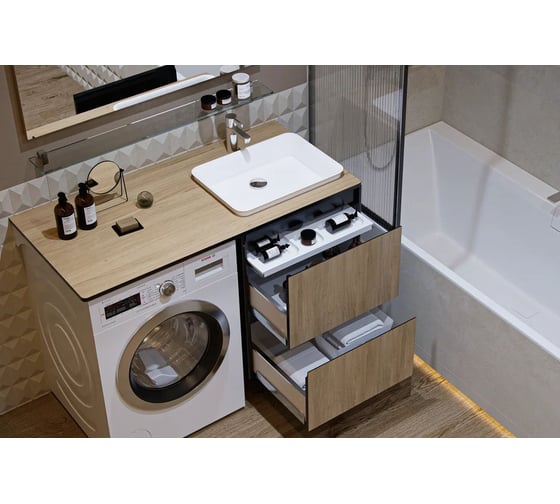 Столешница Velvex Klaufs 120х60 без выреза, тумба справа, МДФ-HPL StKLA.120.60.TP.MH217.617