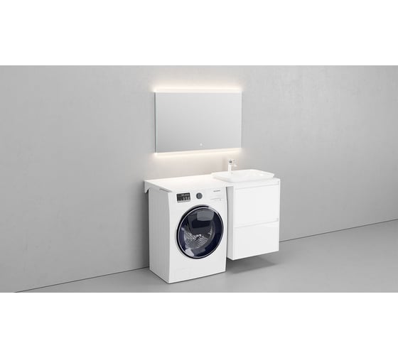 Столешница Velvex Klaufs 120х60 без выреза, тумба справа, МДФ-HPL, белая StKLA.120.60.TP.MH216.616