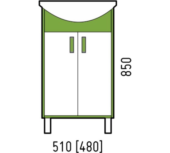 Тумба Corozo "Спектр 50 М", зеленая, Уют 50, Элегия 50, Эрика 55 SD-00001352