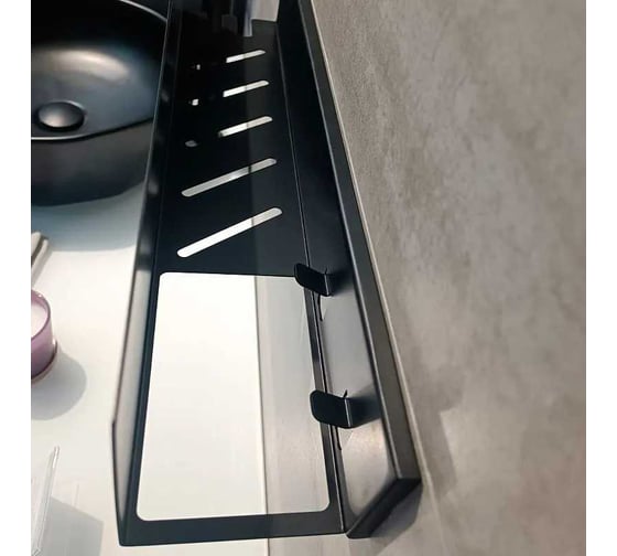 Полка Aquanet Магнум Н 500x120x100, с крючками, черный матовый, 341533 00341533