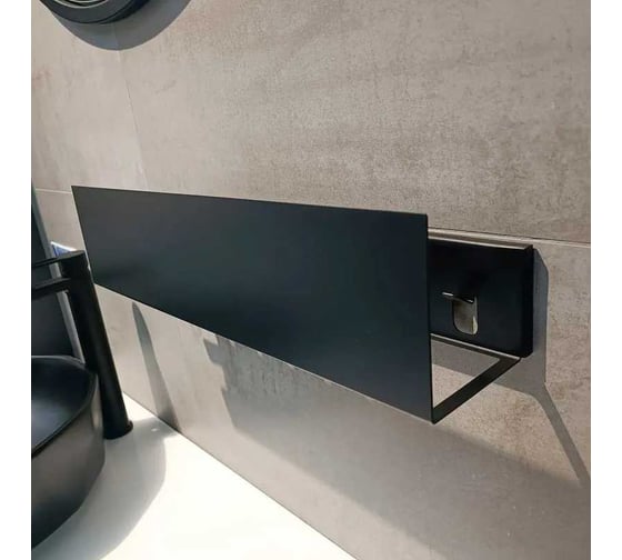 Полка Aquanet Магнум Н 500x120x100, с крючками, черный матовый, 341533 00341533