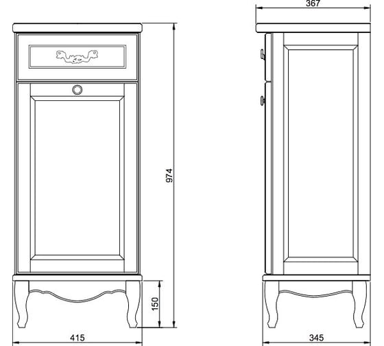 Комод ValenHouse Лиора-40 корзина, белый, ясень, ручки золото L40_KDБЗ