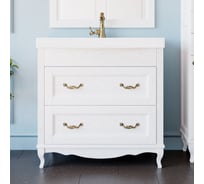 Напольная тумба ValenHouse  ЛИОРА-90, ясень, белый, ручки бронза L90_ТББ