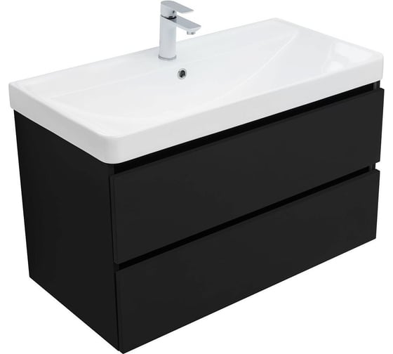 Тумба Aquanet Вега 2.0 90 2 ящика, цв.черный (337956) 00337956 1