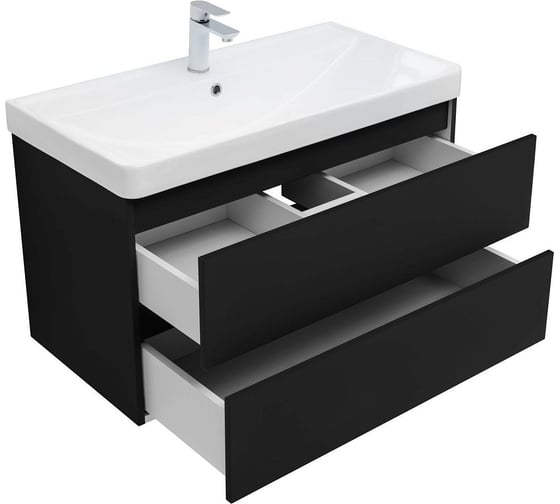 Тумба Aquanet Вега 2.0 90 2 ящика, цв.черный (337956) 00337956