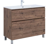 Тумба Aquanet Алвита new 100 напольная 2 ящика, цв.дуб веллингтон табак (344130) 00344130