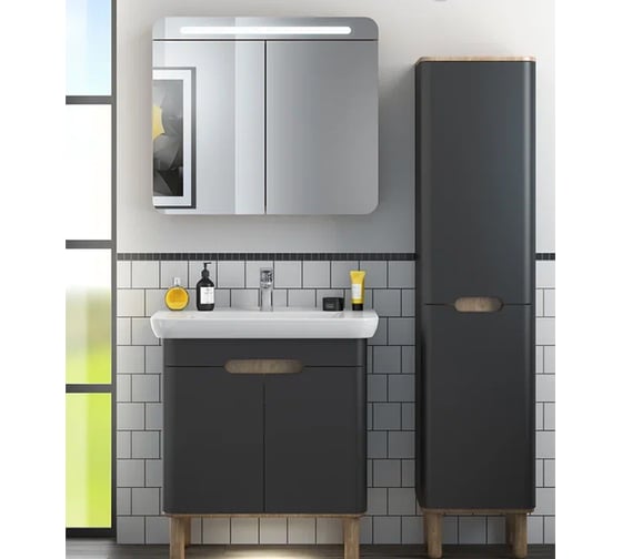 Пенал Vitra Sento 40см, корзина для белья, матовый антрацит, левый 60856