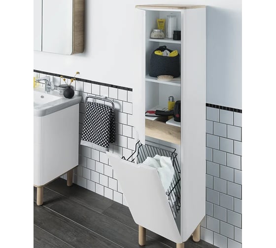 Пенал Vitra Sento 40см, корзина для белья, матовый белый, правый 60842