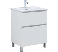 Тумба Aquanet Вега 60 напольная 2 ящика, цв. белый глянец (344121) 00344121