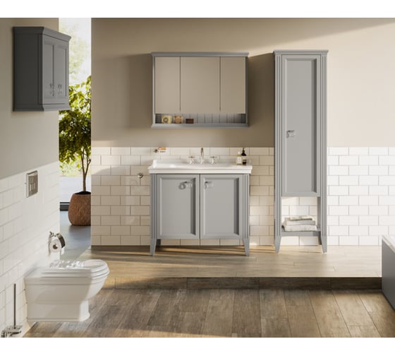 Зеркало шкаф Vitra VAlArte 80см, подсветка, матовый серый 62232