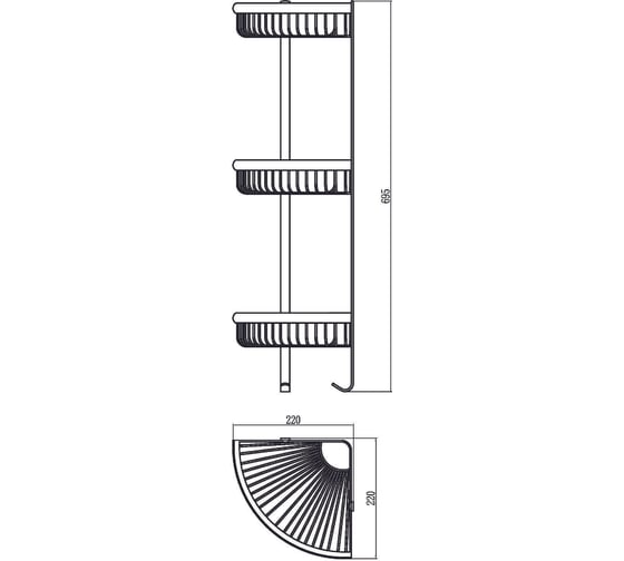 Полка решетка угловая тройная Savol S-Q5854-3