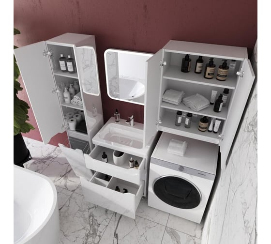 Универсальная колонна Style Line Марелла L с корзиной, Люкс антискрейтч белый матовый, PLUS X2744218