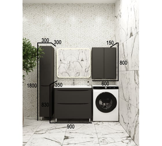 Подвесной шкаф Style Line Бергамо мини 600 Люкс антискрейтч черный, PLUS X2751713