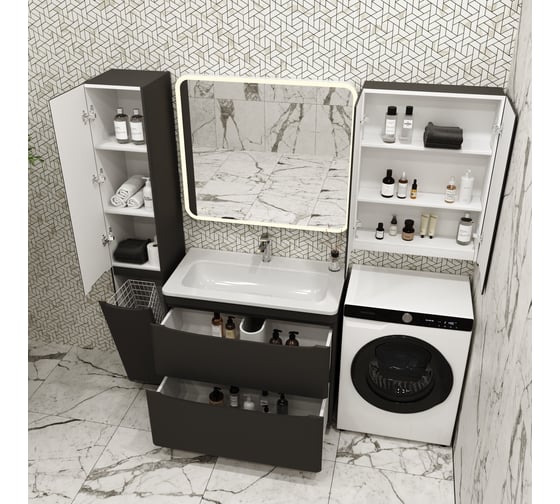 Подвесной шкаф Style Line Бергамо мини 600 Люкс антискрейтч черный, PLUS X2751713