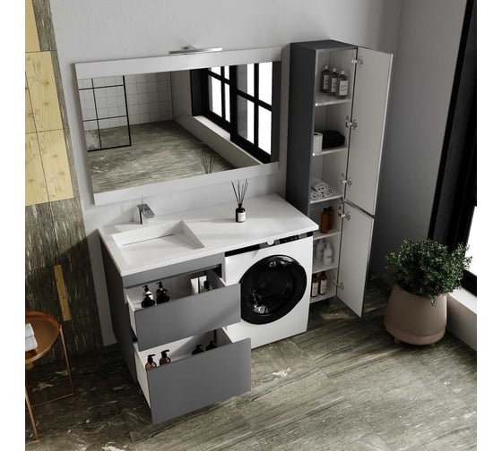 Тумба напольная Style Line Даллас ЛЕОН 120, Люкс серая, PLUS X2749280
